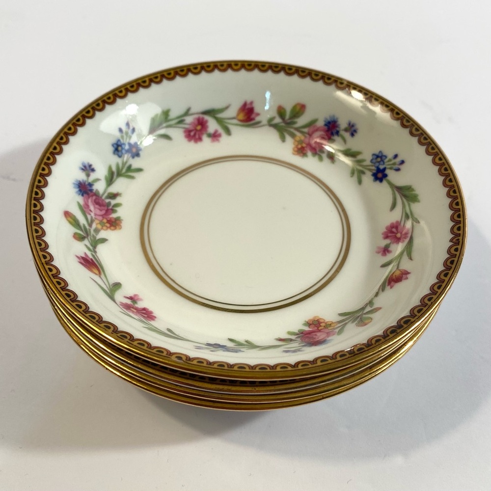 Raynaud Limoges France Country Flowers 4 Fruit or Dessert Bowls Porcelain China